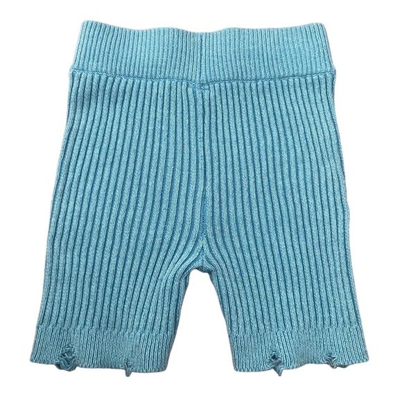 Out From Under Shorts Women Size S Knit Short Turquoise Elastic Waist Distressed - Picture 4 of 9
